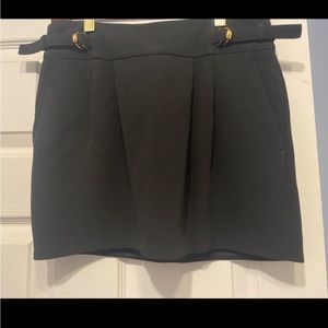 Gucci Black Mini Skirt with Gold Buckles